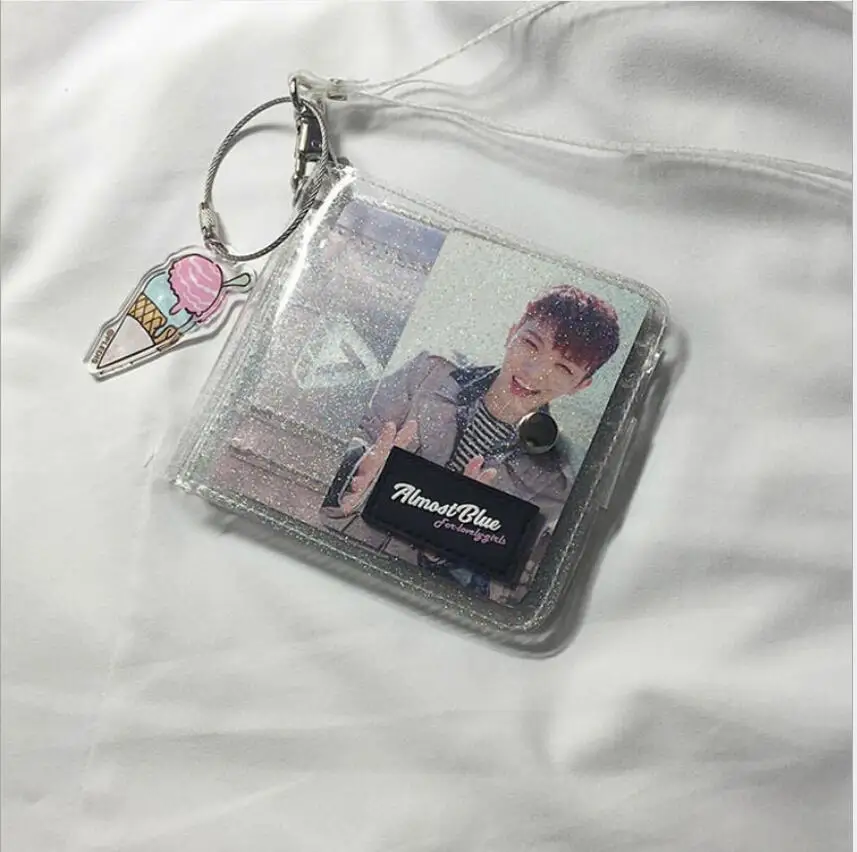 Милая лазерная прозрачная упаковка ID Держатель карты кошельки ПВХ складной