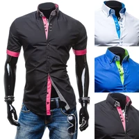 zogaa 2019 hot sale color matching long sleeve shirt single breasted shirt men turn down collar solid men shirt camisas