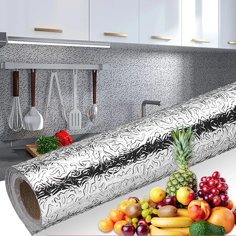 

Kitchen Stove Backsplash Oil Proof Multifunctional Wall Sticker Aluminum Foil Waterproof Removable Self Adhesive Vinyl Wallpaper