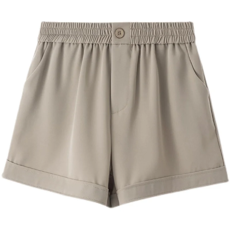 

Casual Shorts High Waist Shorts Women Wide Leg Loose Elastic Waist Wide Leg 2021 Summen Solid Color Shorts Womens