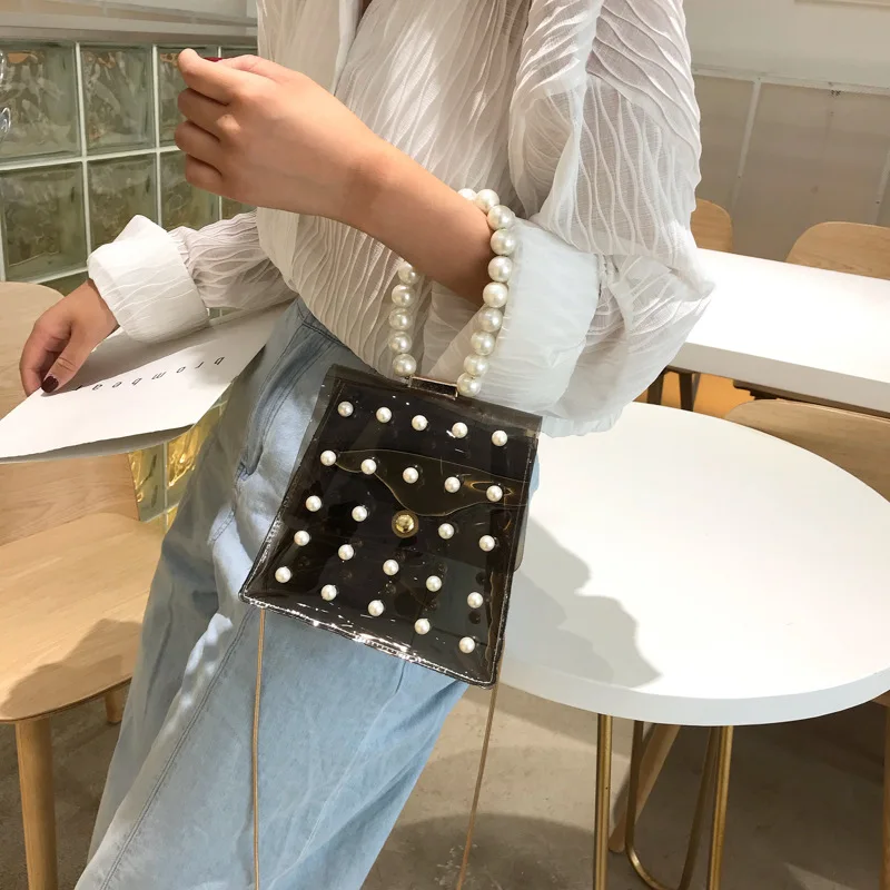 Женская сумка прозрачная женская/жемчужная женская на плечо/ПВХ сумки через