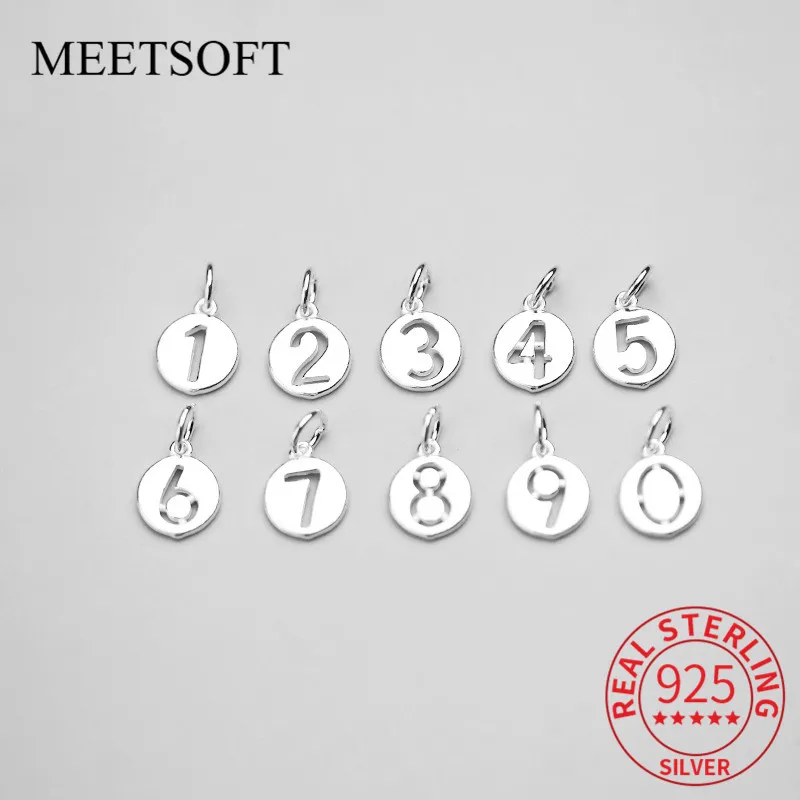 

MEETSOFT офис 925 Стерлинговое Серебро, цифровая круглая открытка, «сделай сам», фурнитура для изготовления ожерелья ручной работы, декоративные аксессуары для браслета