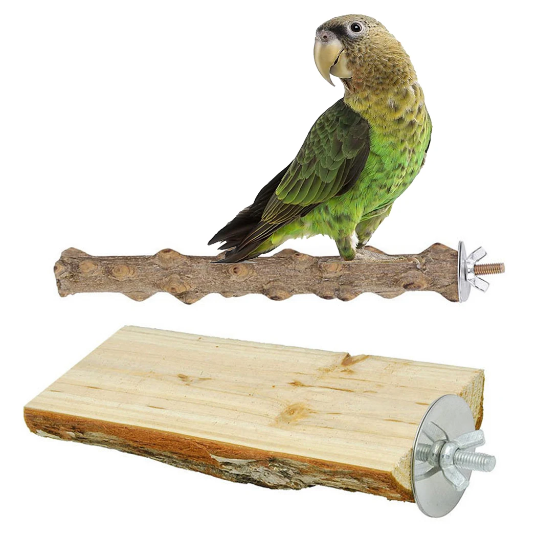 

2Pcs Parrot Bird Perches Natural Wood Standing Stick Cockatiel Parakeet Bite Claw Grinding Toy Bird Parrot Cage Accessories