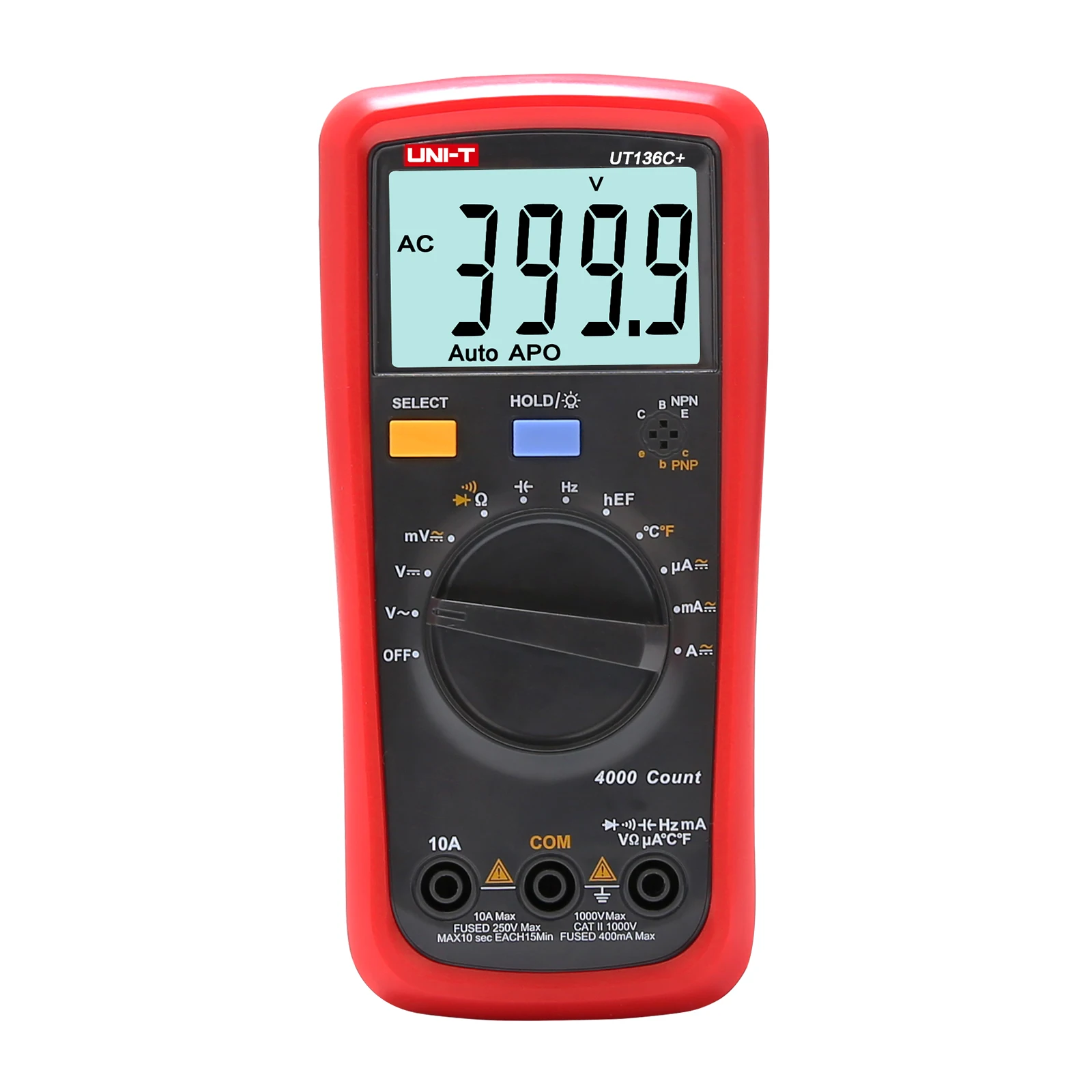 

UNI-T UT136C+ Digital Multimeter True RMS Manual Range AC DC Frequency Capacitance Temperature Tester Backlight