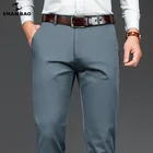 Брюки мужские прямые из хлопка, с высокой талией, с карманами, осень-весна, 2021