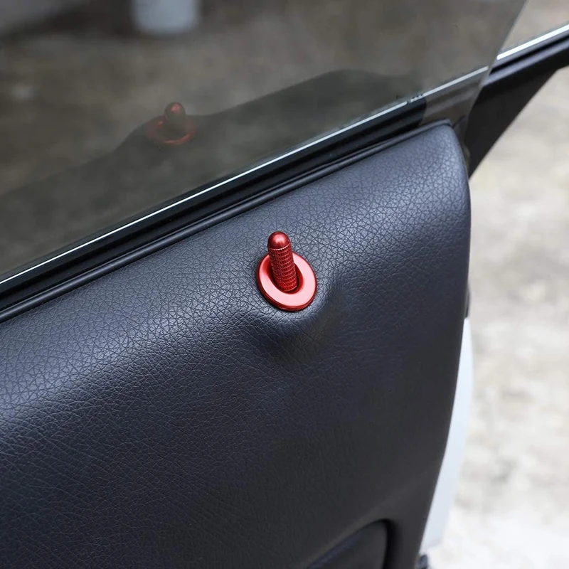 4Pcs Red Aluminum Bolt-on Replace Door Lock Knobs with Car Lift Cover Decoration Trim Stickers | Автомобили и мотоциклы