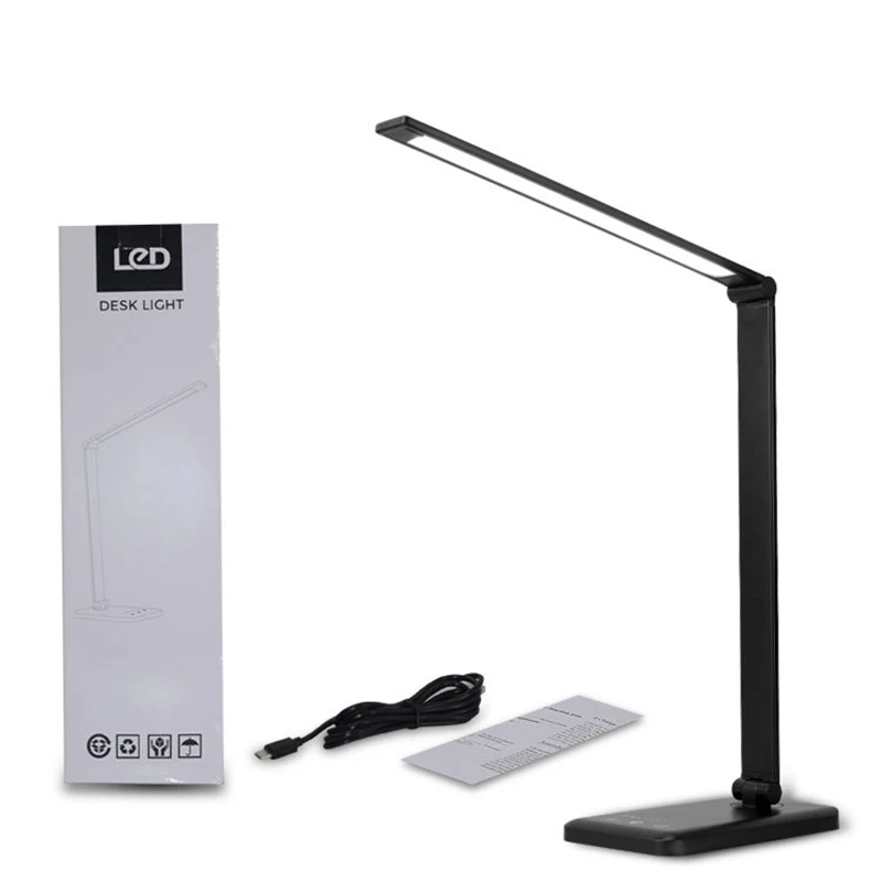 

LED Table Lamp Wireless Charging Aluminum Folding Touch 5 Levels/3 Levels Dimming Color USB Charging LED Desk Lamp For Reading