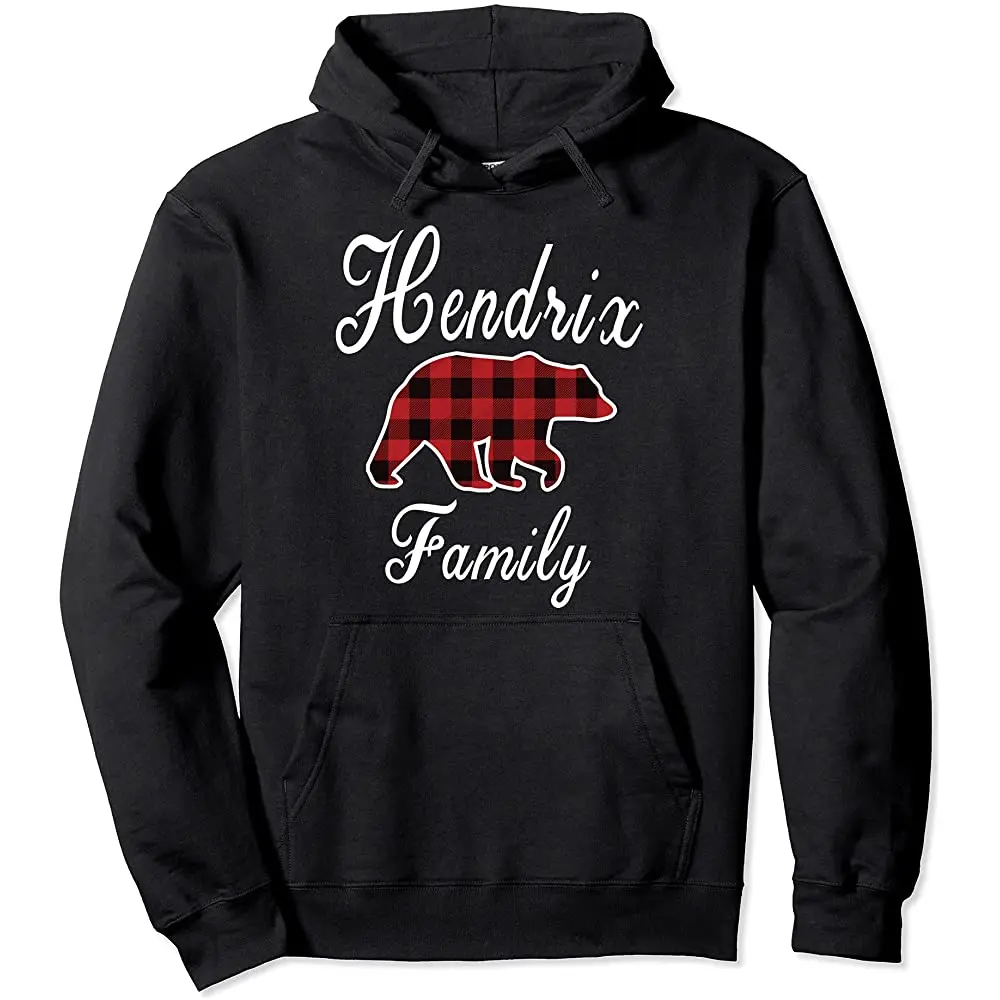 

HENDRIX Family Bear Red Plaid Christmas Pajama Gift Pullover Hoodie