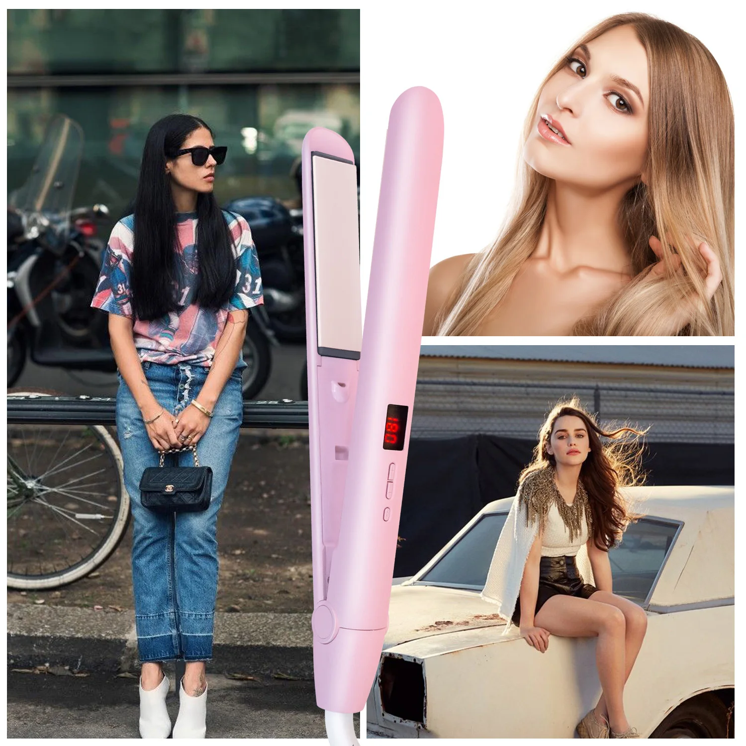 

Professional Hair Straightener Curler Flat Iron Negative Ion Infrared Wand Straightening Ionic Curling Tong Styling Tool