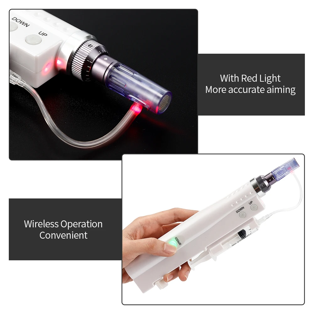 

2 in 1 Water Mesotherapy Injector Gun Portable Smart Injector Pen Vital Acid injection microneedle reduce sagging skin Device