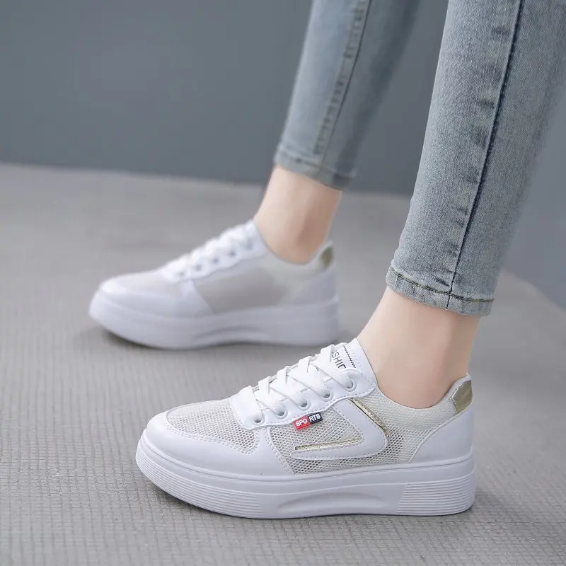 

Женские сетчатые туфли Little White, новинка 2021, летняя женская обувь, универсальная Повседневная дышащая обувь для скейтборда Ins, популярная