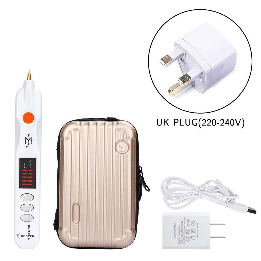 UK plug Storage case Deciniee плазменная ручка для удаления молей, бородавок, веснушек, тату, пятновыводитель для кожи, средство для ухода за кожей, подтягивающее кожу, машина для удаления морщин - Цвет: UK plug Storage case