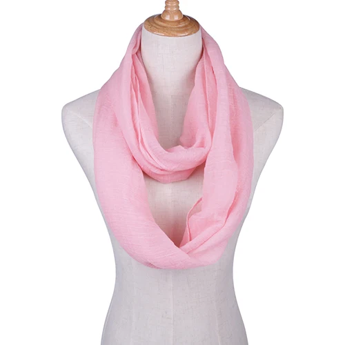 light pink Однотонный шарф-светильник с круговой петлей для женщин, шарф-снуд для девушек, шаль, дешевые шарфы - Цвет: light pink