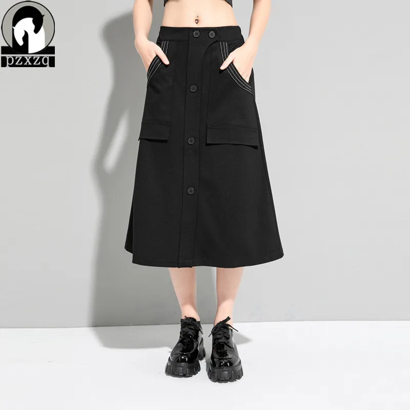 

Женская короткая юбка с высокой талией, однотонная прямая мини-юбка на пуговицах, лето 2021