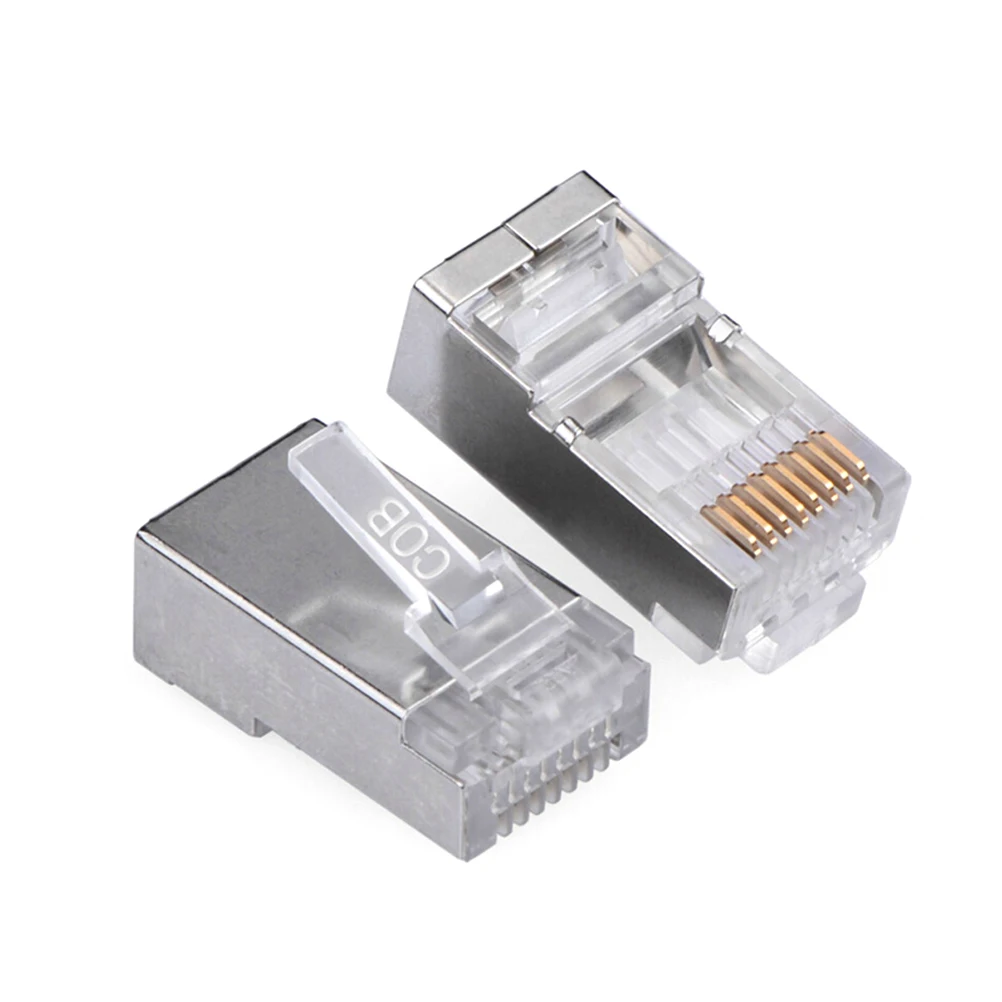 

50PCS Multi-Functional RJ45 Cat6 8Pin 8P8C Shielded Stranded Crimp Modular Plug Connector Socket