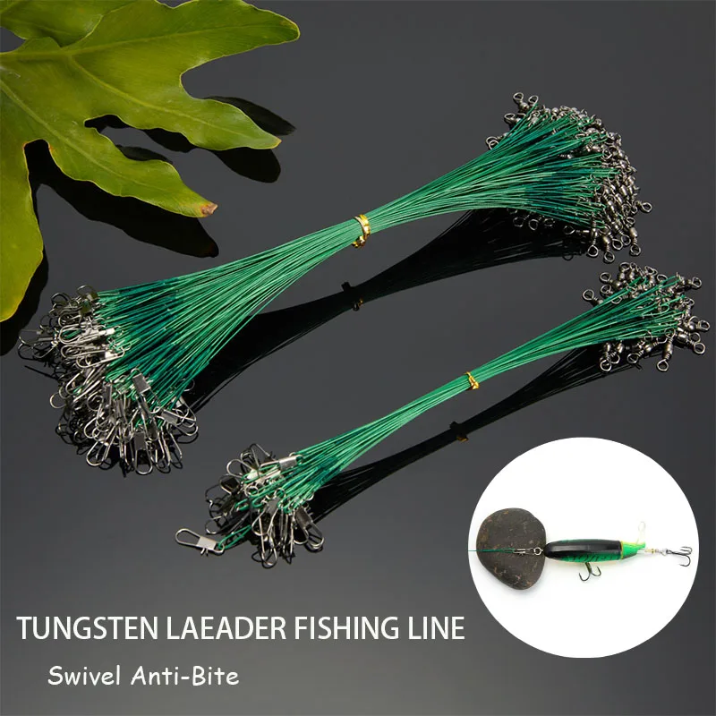 

10pcs/Lot Leashes for Fishing with Tungsten Leader Swivel Anti-Bite Fishing Line 10/15/20/30cm Fishing Accessory 3 Colors Leash