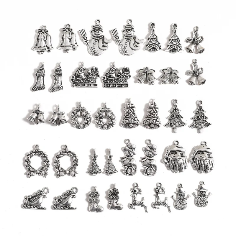 Микс тибетских серебряных рождественских шармов DIY Подвески для браслетов