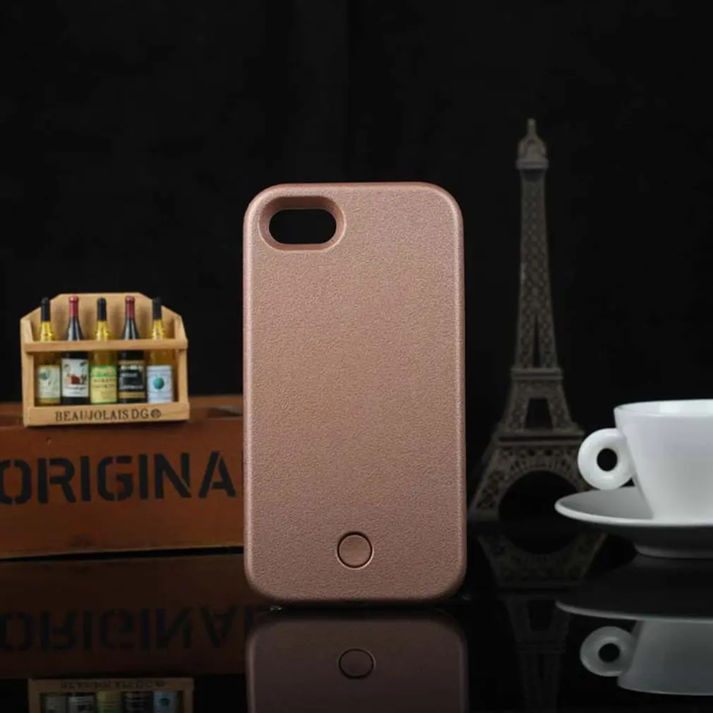 Luxury Rose Gold Phone Case For iPhone 6 6s 7 8 Plus X Perfect Selfie Light Up Glowing Cover Bag |