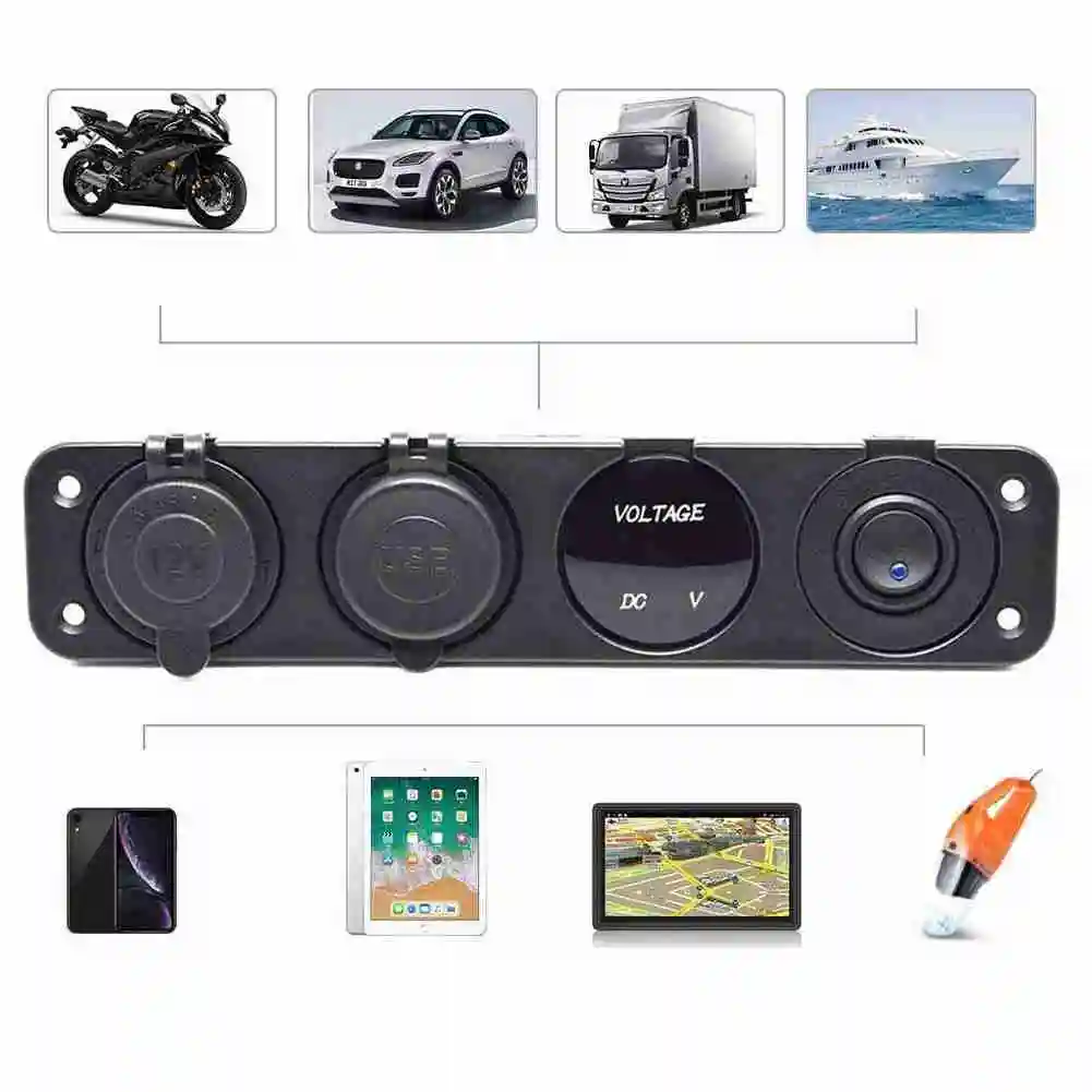 

4 In 1 USB Car Charger Cigarette Lighter Distributor, Dual USB Charger Socket Power Socket