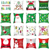 christmas pillow case 45x45cm cartoon santa claus snowman cushion covers green red xmas decor home noel natal navidad new year