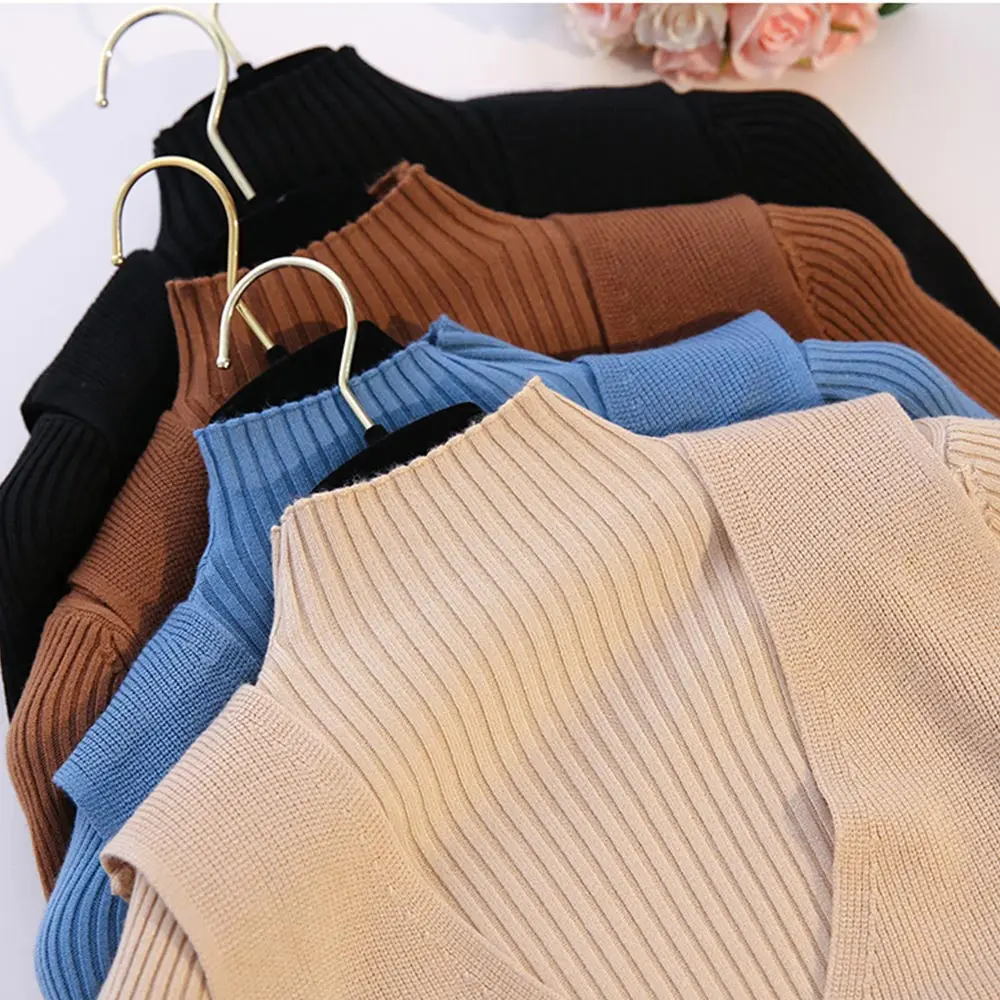 

Autumn Winter Women Knitted Dress Turtleneck Sweater Dresses Lady Slim Bodycon Long Sleeve Bottoming Maxi Dress Vestidos