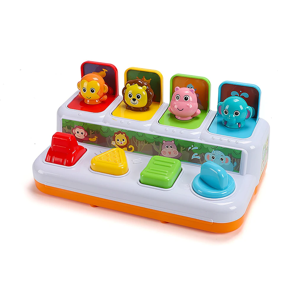 

Interactive Pop Up Shape Animals Toy Switch Box Button Box Baby Intelligence Push Doll Toy Baby Learning Development Toy Game