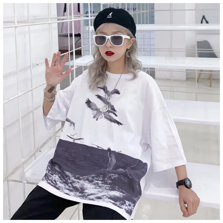 #2114 летние хлопковые футболки для женщин больших размеров свободные с рукавом до