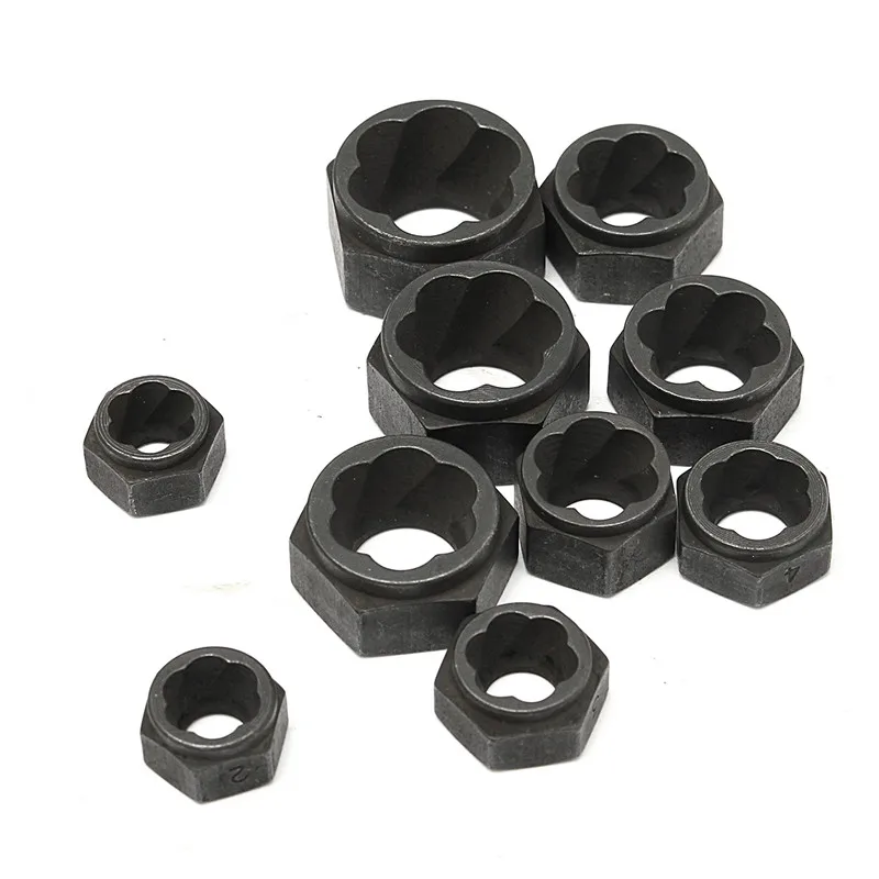 

10pcs/Set Damaged Bolts Nuts Black Nuts Screws Remover Extractor Removal Tools Set Threading Tool Kit With 2 Styles