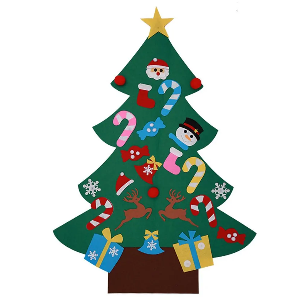 

DIY войлочная Рождественская елка с украшениями рождественские подарки для детей Новогодние ручные рождественские двери настенные украшен...