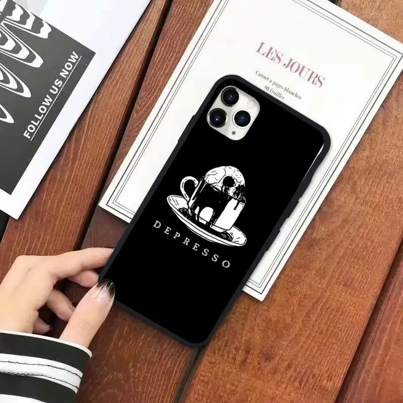 

Latte coffee Skull Tattoo Horror Phone Case for iPhone 11 12 pro XS MAX 8 7 6 6S Plus X 5S SE 2020 XR
