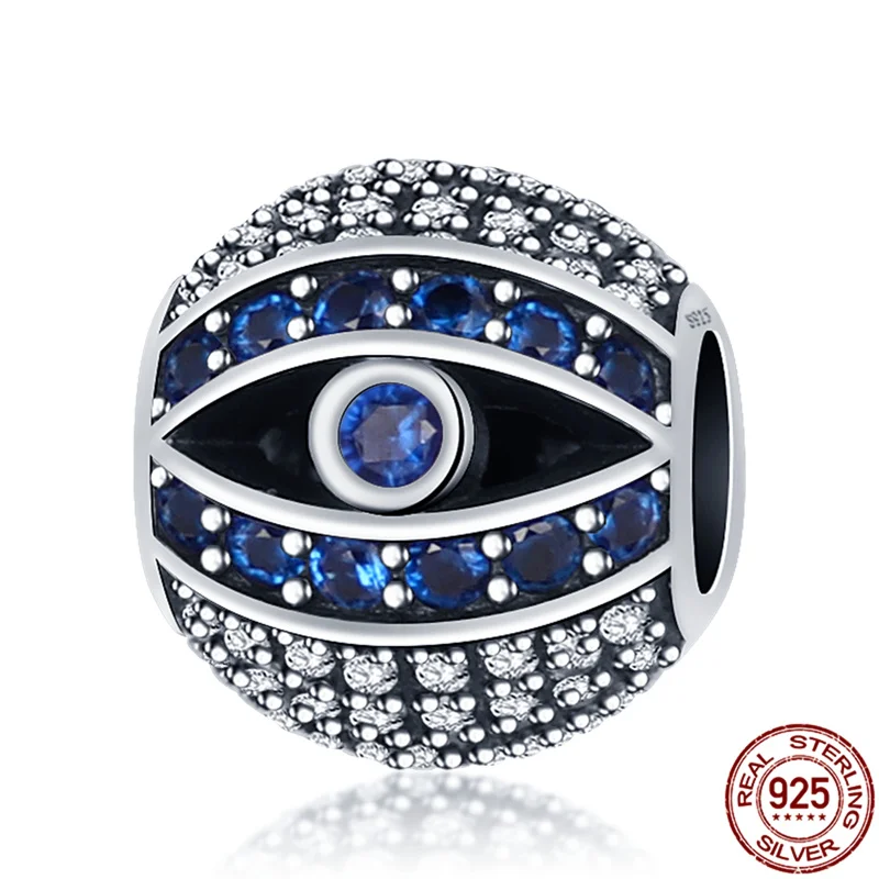 

Hot Sale 925 Sterling Silver Eyes Series Charms Fit Original Pandora Bracelet Bangle For Women Blue Zircon Jewelry 123