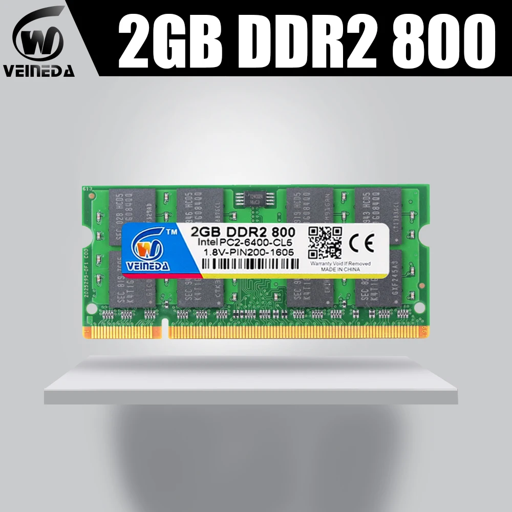VEINEDA Memoria ram DDR2 2gb 800 memoria ddr21333Mhz для Intel AMD Sodimm ddr2 PC3 12800 200pin с 667 533|Оперативная память| |