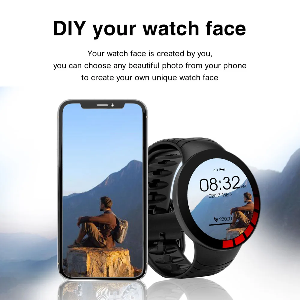 Smart Watch Men Full Touch Screen Custom Watch Dial IP68 Waterproof New  Sports Fitness Tracker