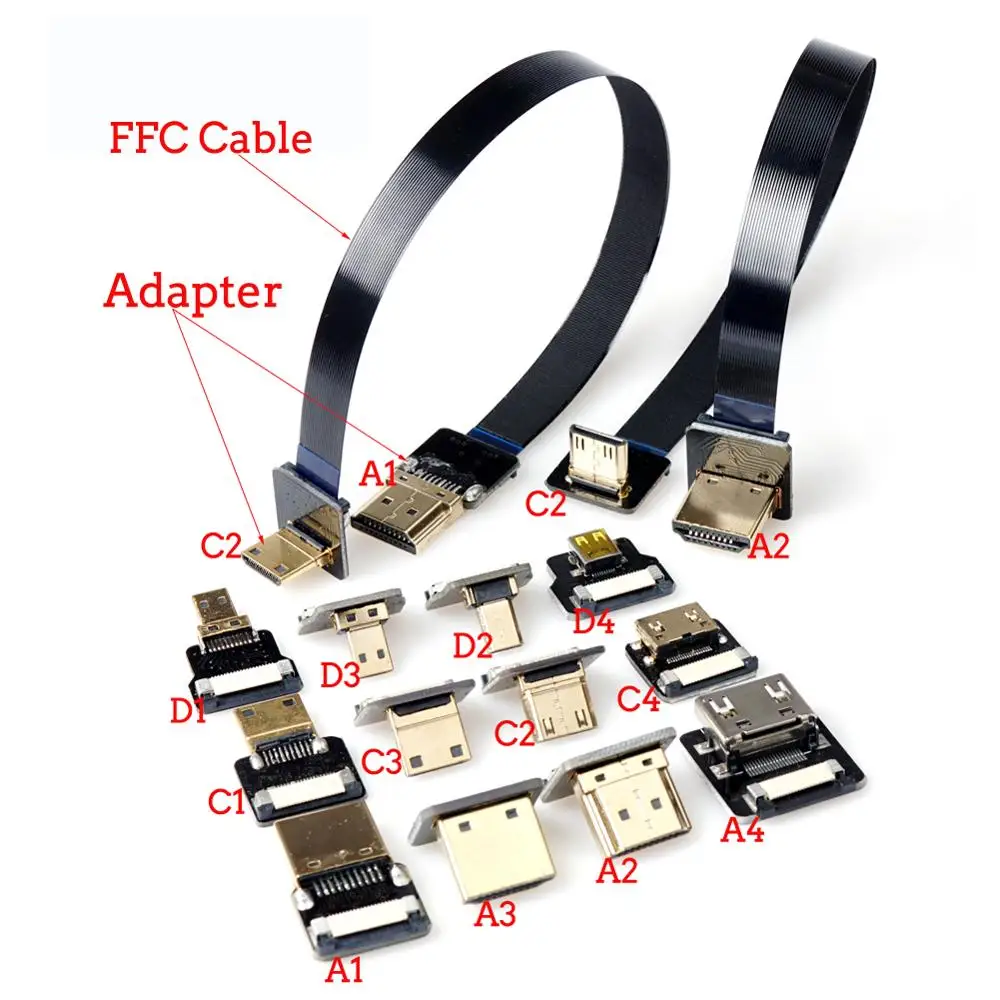 Плоский кабель 90 градусов FPV HDMI Micro Mini ленточный вверх вниз угловой адаптер FPC шаг