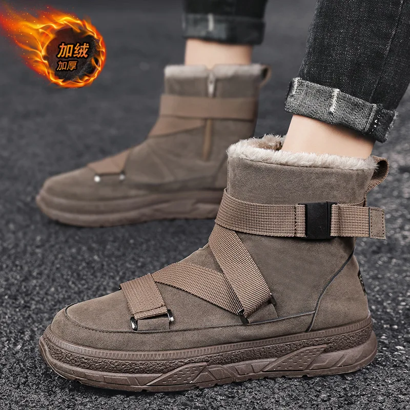 

Snow boots men's high-top winter new plus velvet warm snow boots men's version of the tide thick cotton shoes for men