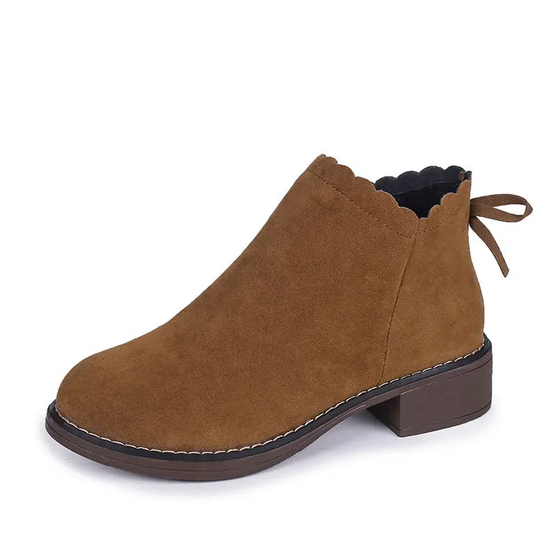 

Winter Women Ankle Boots Bowknot Short Plush Female Shoes Round Toe Zipper Classic Martin Boots For Ladies New Arrival Hot Sale