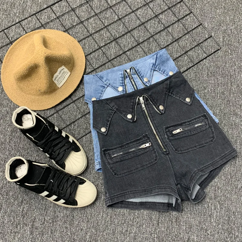 Летние Новые Модные пикантные шорты на молнии с очень высокой талией женские