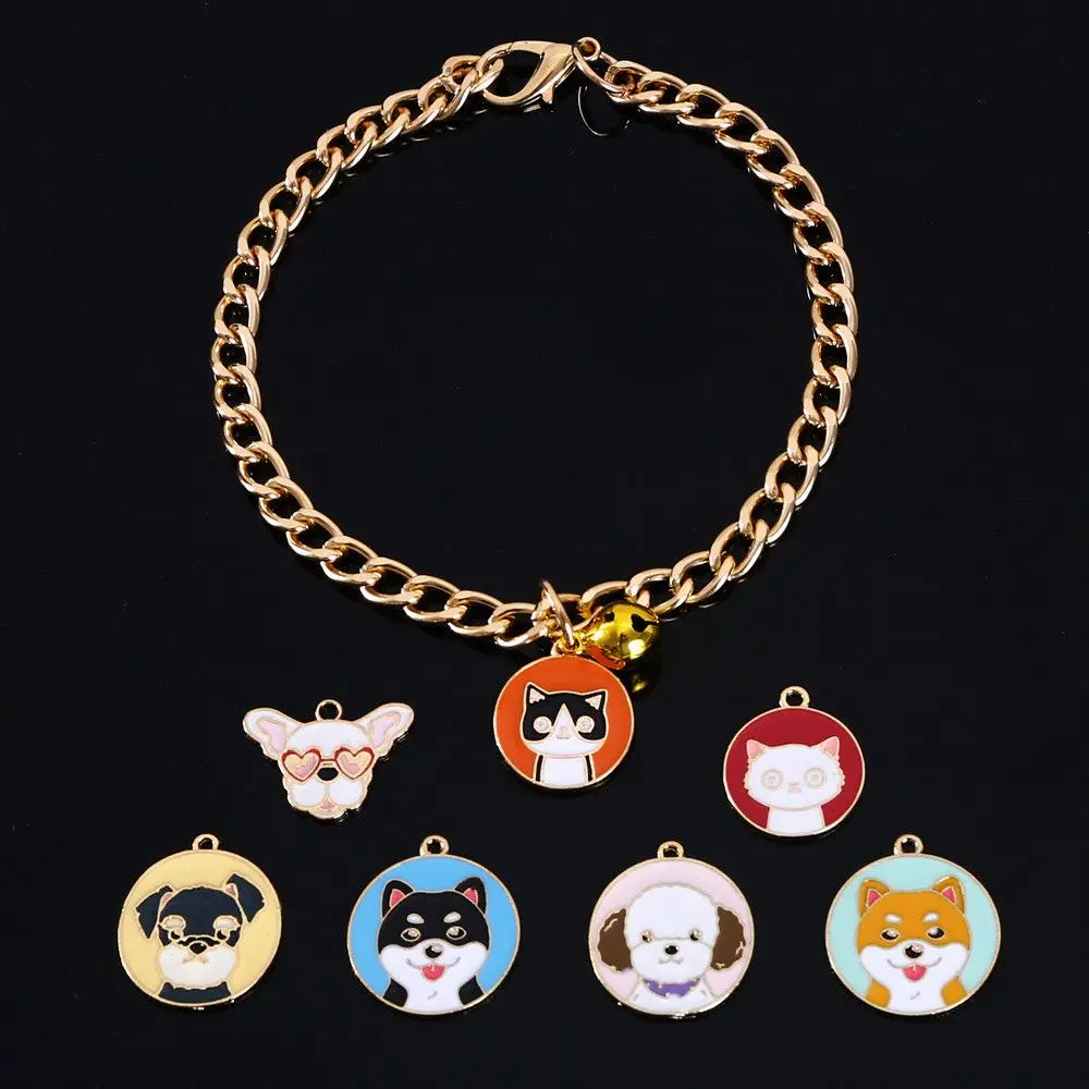 

Новые Подвески в виде мультяшных собак, Золотая цепочка, ожерелье, милый ошейник для домашних животных, ювелирная цепочка для шеи, аксессуар...