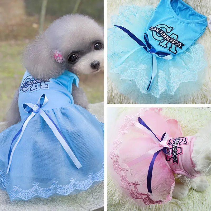 

Summer Pet Dog Clothes Dress Sweet Princess Teddy Puppy Wedding Dresses Spring Fashion Dog Small Medium Dogs Pet Accessories