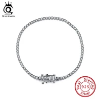 orsa jewels authentic 925 sterling silver tennis bracelets pave clear cubic zircon silver bangle girls party jewelry chain sb61