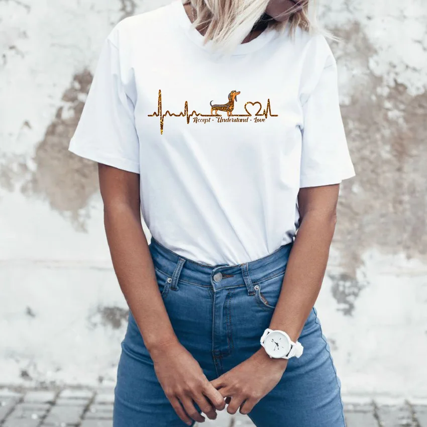 Такса сердцебиение ЭКГ орнамент футболка &quotВлюбленные&quot Летнее платье для