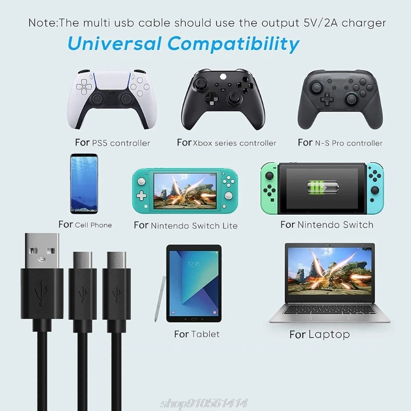 

3m 2 in 1 Type-C USB Fast Charging Cable Cord for PS5 Controller Switch Mobile Phone F23 21 Dropshipping