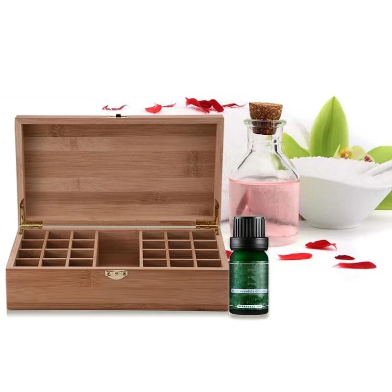 

Wood Storage Box 25 Compartment Essential Oil Storage Boxes Easy to Carry Earthquake Prevention Essential Oil Wood Box