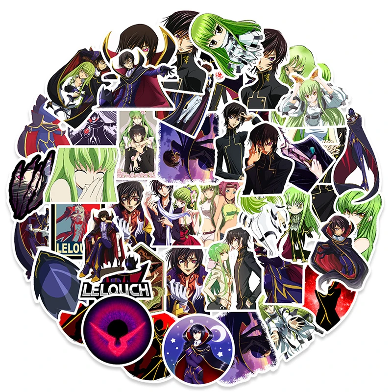 Lelouch-pegatinas de anime para ordenador port&aacute;til, pegatinas de c&oacute;digo Geass para Moto, monopat&iacute;n, equipaje, refrigerador, port&aacute;til, tel&eacute;fono, juguete, 10/50 Uds.-2