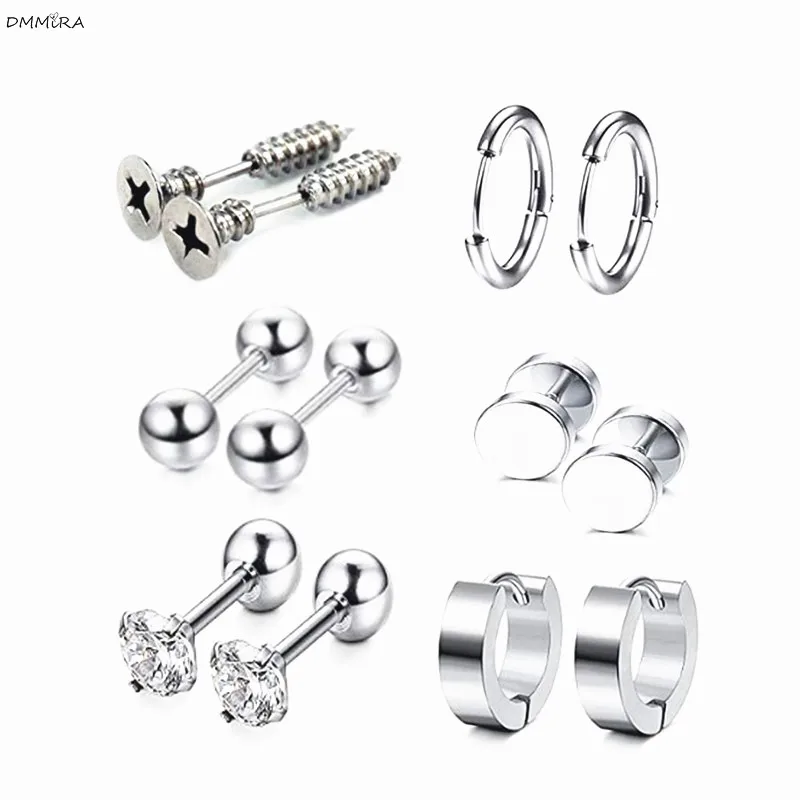 

Модные женские серьги наборы 6 пар/уп. серебряные серьги из нержавеющей стали маленькие хрустальные круглые серьги-гвоздики ювелирные изде...
