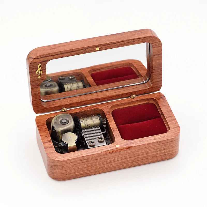 Solid wood music box jewelry ring practical birthday presents Christmas proposal surprise romance Castle in the Sky | Дом и сад