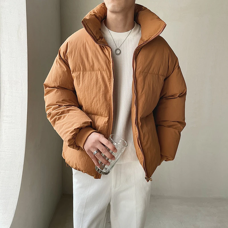

Man Women Couple Streetwear Youthful Fashion Casual Parkas Jacket Winter Men's Padded Cotton Thick Warm Short Bread Coat Men