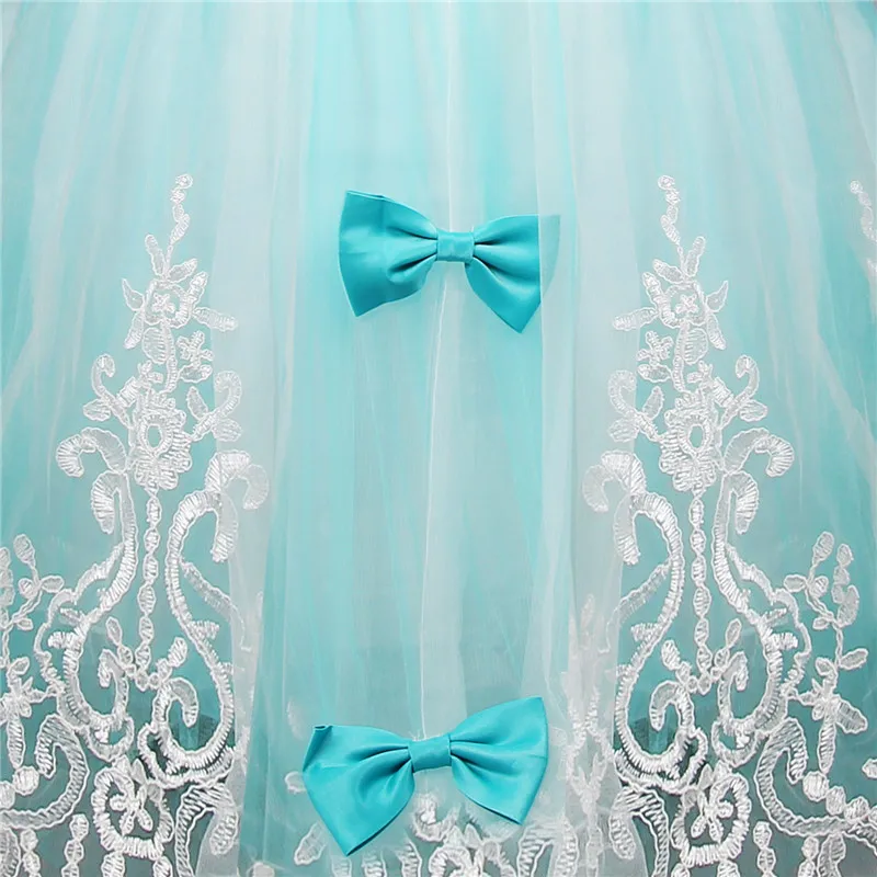 Детское кружевное платье принцессы Элегантное свадебное из тюля с жемчужными