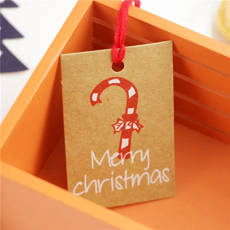 50 шт. Счастливого Рождества бумажные бирки Подарочная упаковка DIY ярлык для