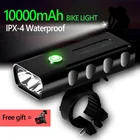 Светодиодный велосипедный фонарь 10000 мАч, 3 светодиода лм, светильник ный фонарь, светодиодный фонарь для велоспорта, USB головной светильник, кронштейн для крепления, светильник фонарь, передняя лампа